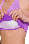 Zenana Washed Ribbed Cropped Bra Padded Tank - Hovatok