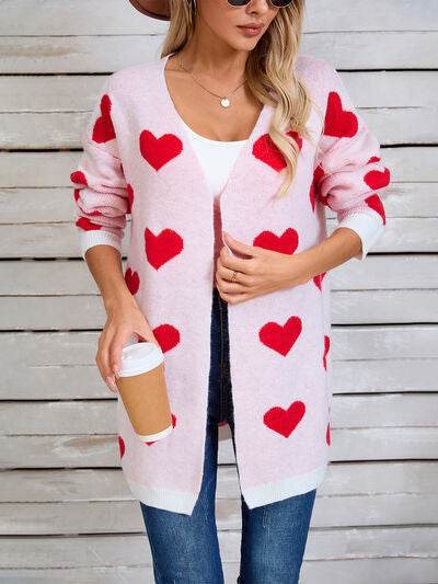 Angel Wings Heart Open Front Long Sleeve Cardigan - Hovatok