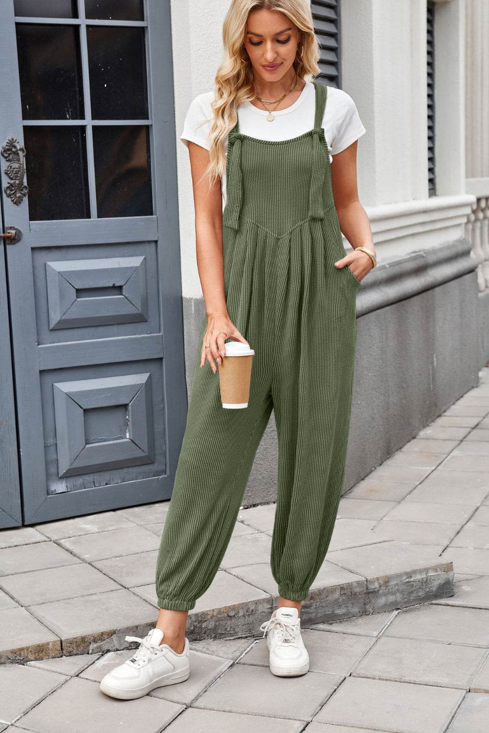 Lovelet Knotted Strap Overalls with Pockets - Hovatok