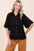 Mittoshop Airflow Short Bubble Sleeve Button Down Shirt - Hovatok