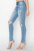 Risen Full Size High Rise Knee Distressed Skinny Jeans - Hovatok