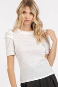 Mittoshop Textured Round Neck Short Sleeve Blouse - Hovatok