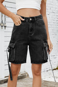 Washed Cargo Denim Shorts - Hovatok