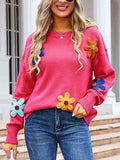 Angel Wings Crochet Flower Round Neck Sweater - Hovatok