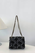 Raw Hem Denim Crossbody Bag - Hovatok