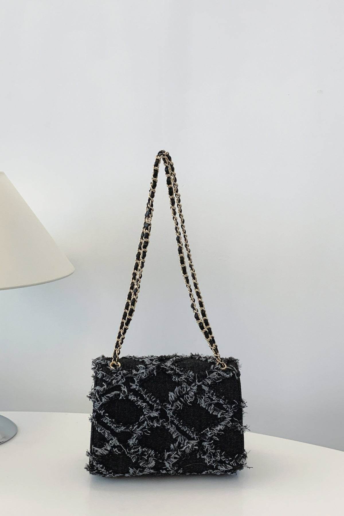 Raw Hem Denim Crossbody Bag - Hovatok