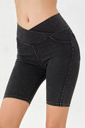 Basic Bae Asymmetrical Waist Denim Shorts with Pockets - Hovatok
