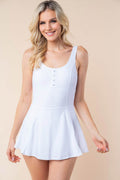 White Birch Sleeveless Performance Knit Swim Dress - Hovatok