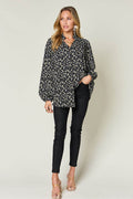 Double Take Full Size Leopard Long Sleeve Blouse - Hovatok