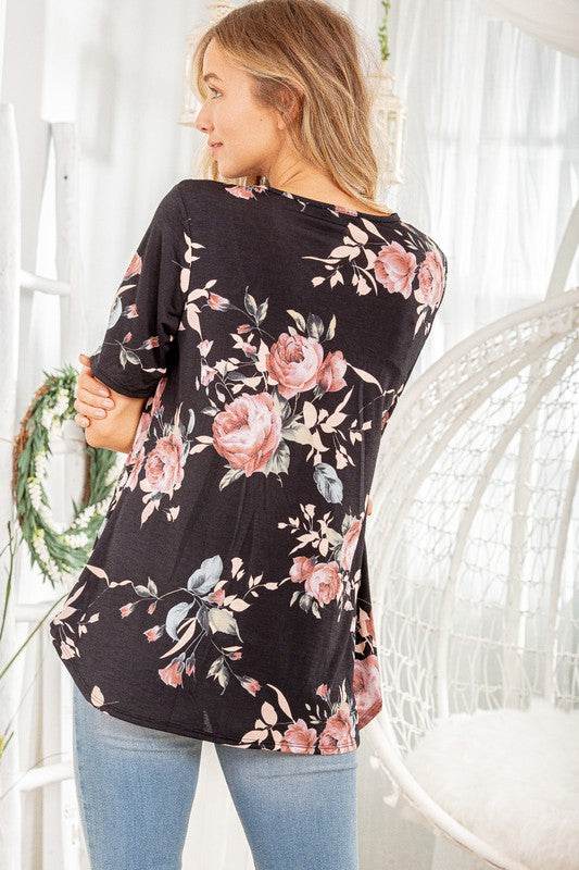 Heimish Full Size Crisscross Neck Floral Babydoll Top Plus Size - Hovatok
