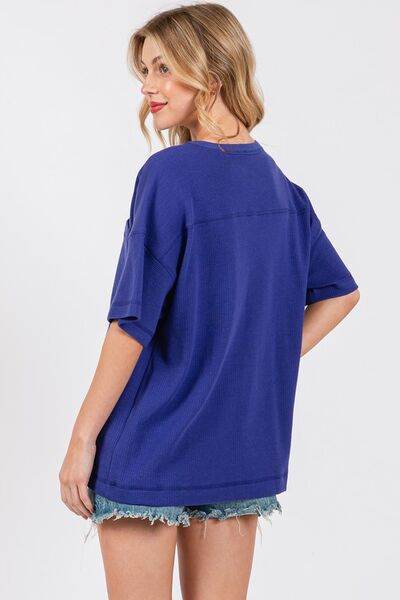 Cesfemme Textured Drop Shoulder T-Shirt - Hovatok