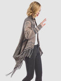 Angel Wings Tassel Striped Open Front Long Sleeve Cardigan - Hovatok