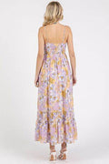 Mittoshop Floral Smocked Back Ruffled Hem Maxi Cami Dress - Hovatok