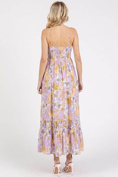 Mittoshop Floral Smocked Back Ruffled Hem Maxi Cami Dress - Hovatok