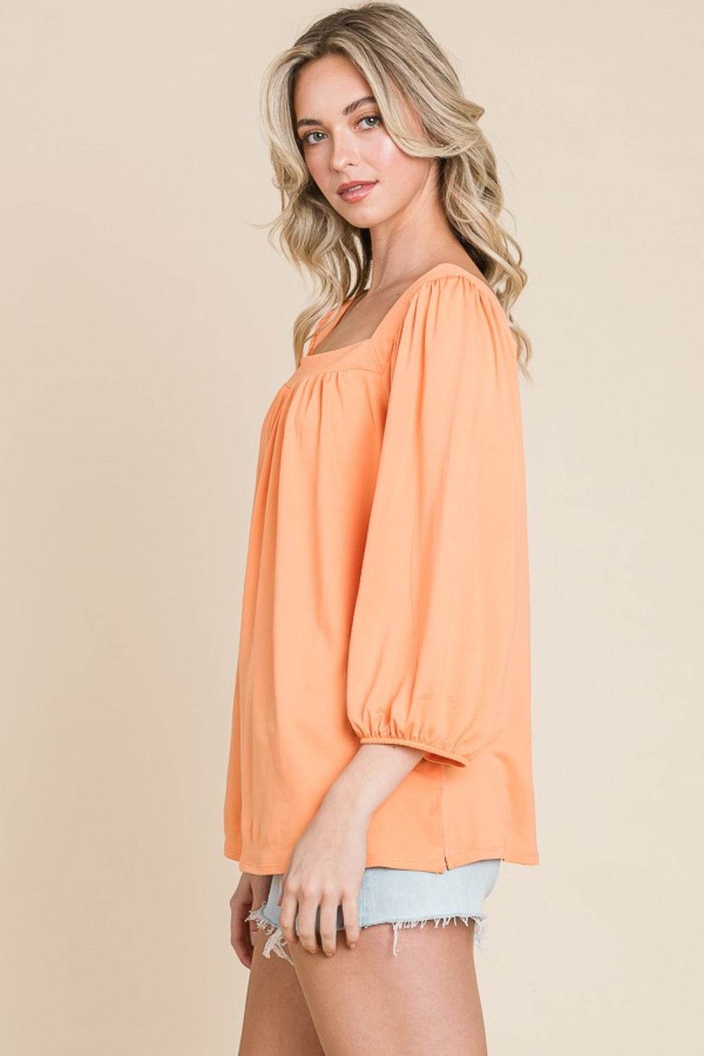 Culture Code Square Neck Puff Sleeve Top - Hovatok