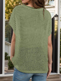 Openwork Round Neck Short Sleeve Cover-Up - Hovatok