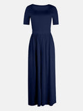 Scoop Neck Short Sleeve Jumpsuit - Hovatok