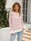 Angel Wings Striped Drop Shoulder Knit Top - Hovatok