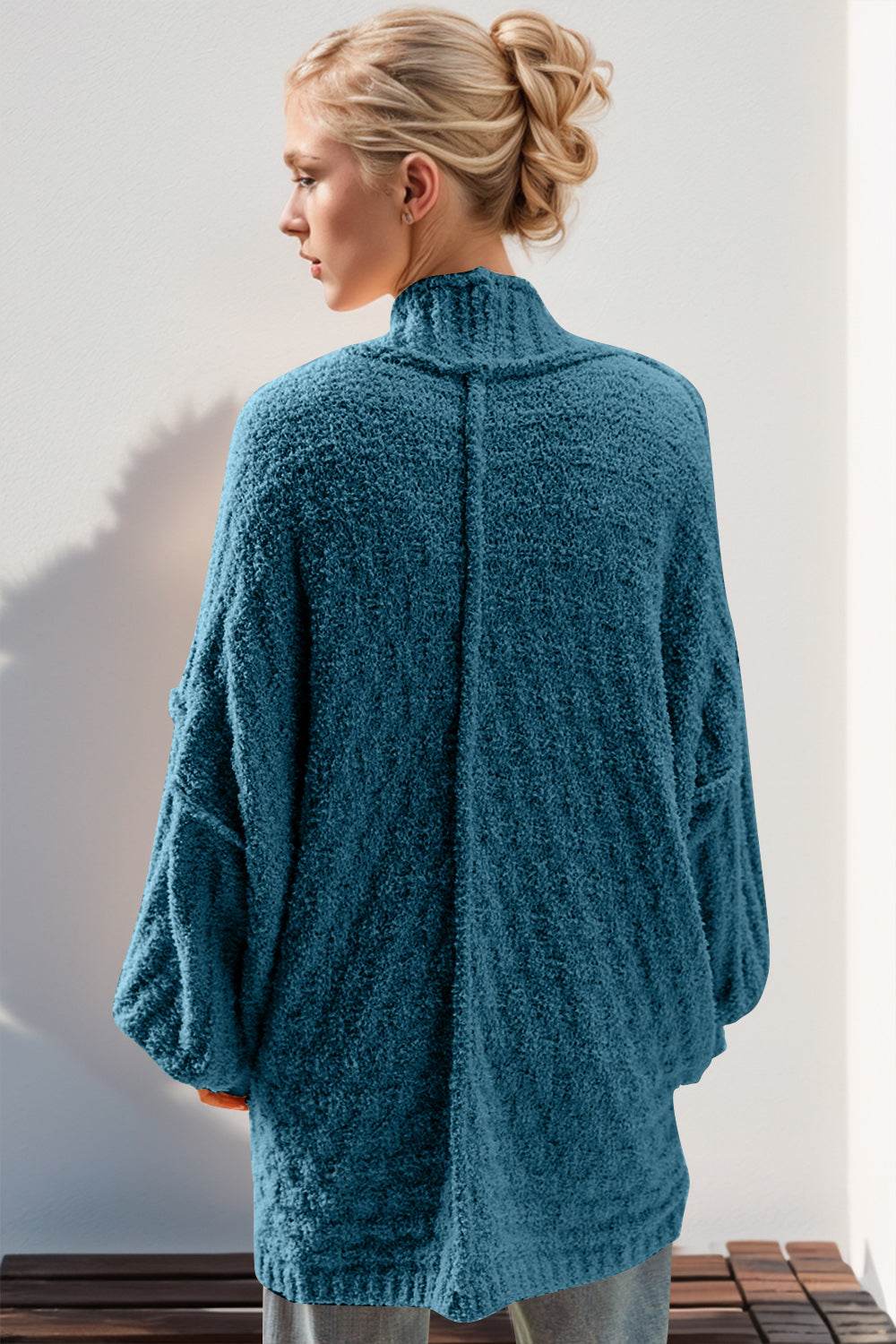 Double Take Full Size Open Front Long Sleeve Cardigan - Hovatok