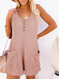 Full Size Pocketed Scoop Neck Sleeveless Romper - Hovatok