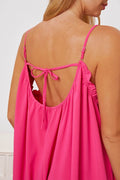 Double Take Full Size Ruffle Trim Tie Back Cami Jumpsuit with Pockets - Hovatok
