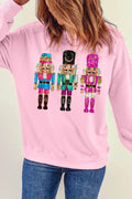 Nutcracker Graphic Round Neck Long Sleeve Sweatshirt - Hovatok