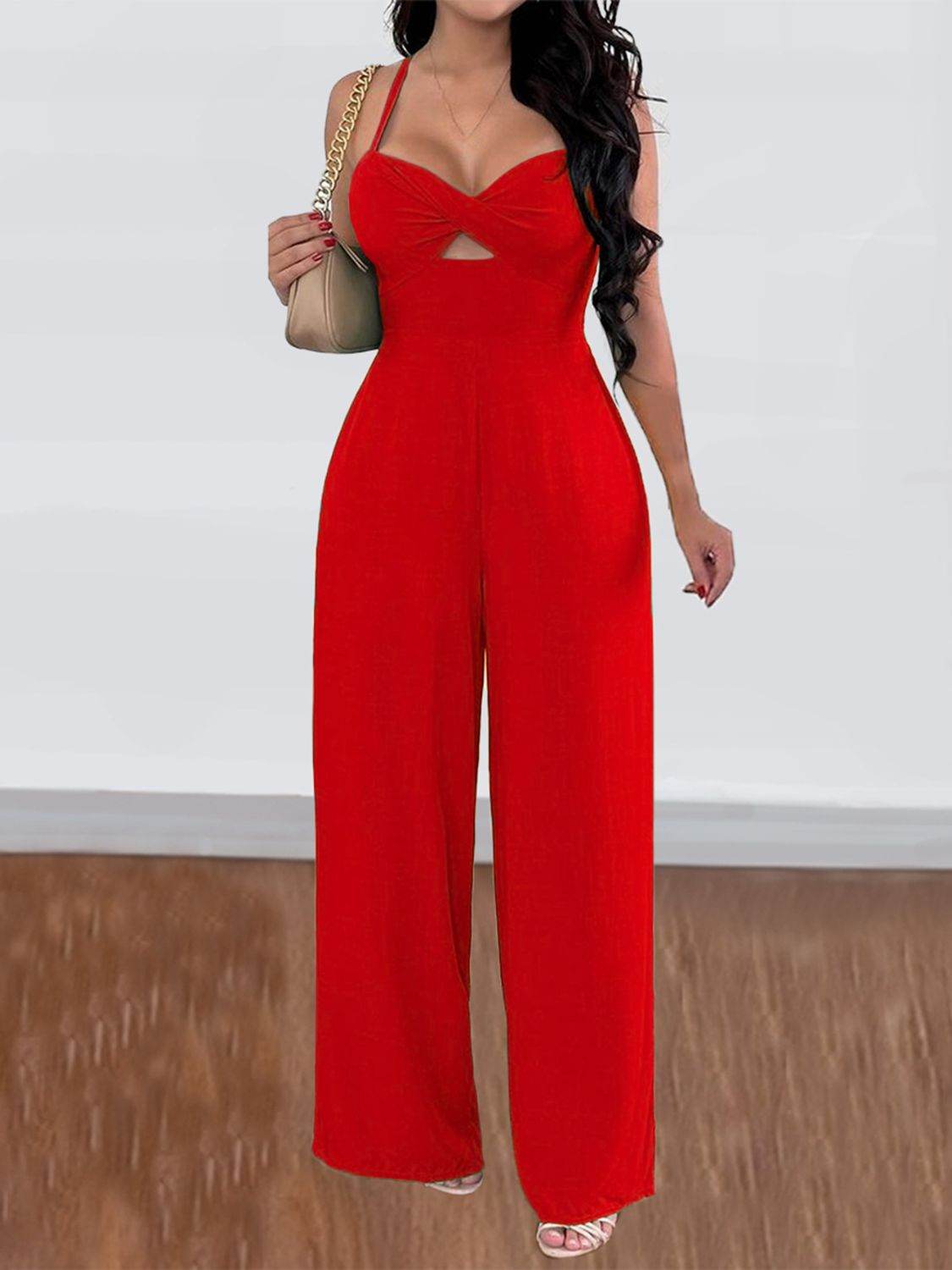 Devine Tie Back Backless Crisscross Jumpsuit - Hovatok