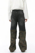 Distressed Camouflage Patchwork Jeans - Hovatok