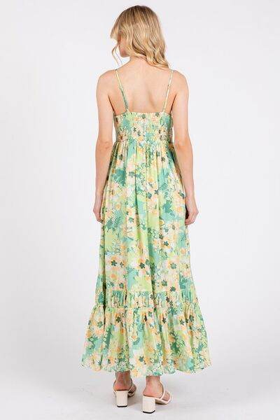 Mittoshop Floral Smocked Back Ruffled Hem Maxi Cami Dress - Hovatok
