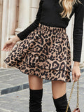 Ruffled Leopard Elastic Waist Skirt - Hovatok