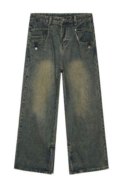 Side Slit Jeans with Pockets - Hovatok