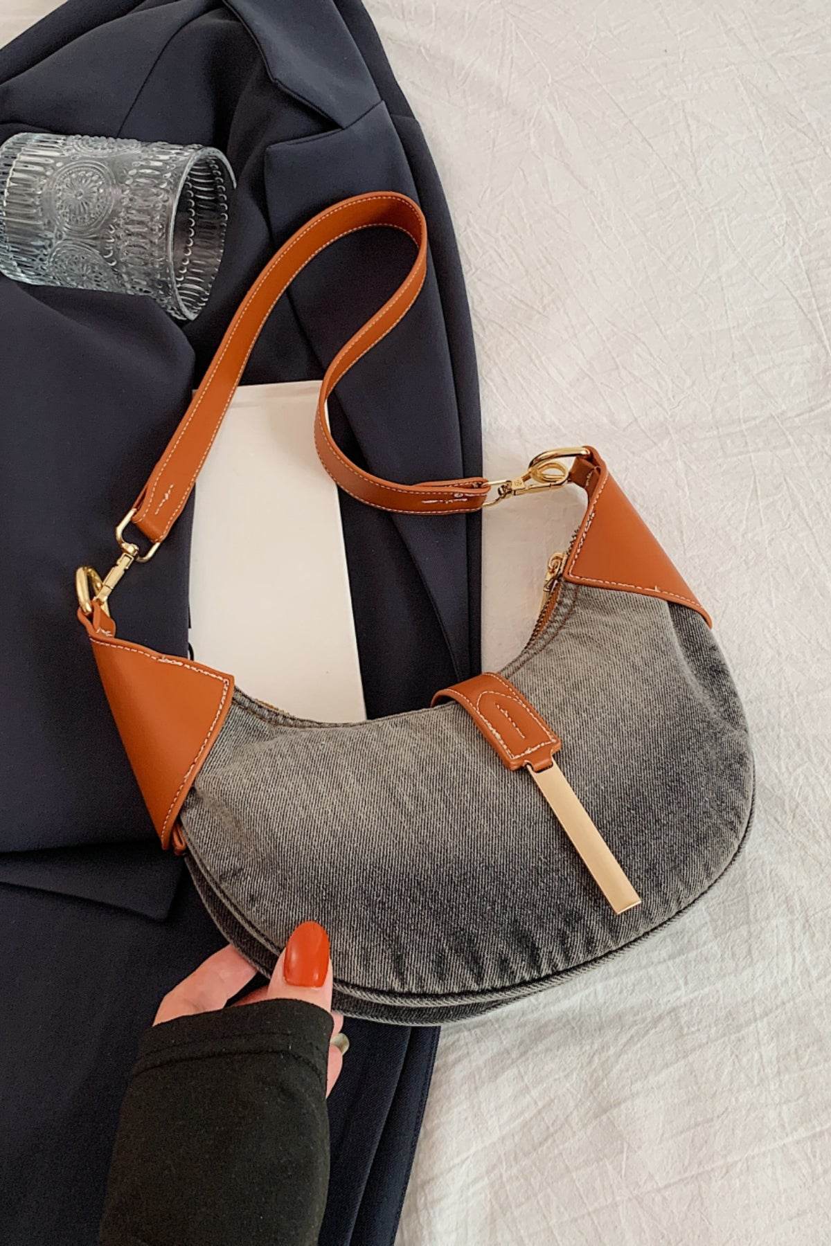 Contrast Denim Shoulder Bag - Hovatok