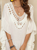 Cutout Ruffled Half Sleeve Cover-Up - Hovatok