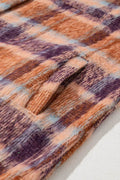 Plus Size Plaid Collared Neck Long Sleeve Jacket - Hovatok