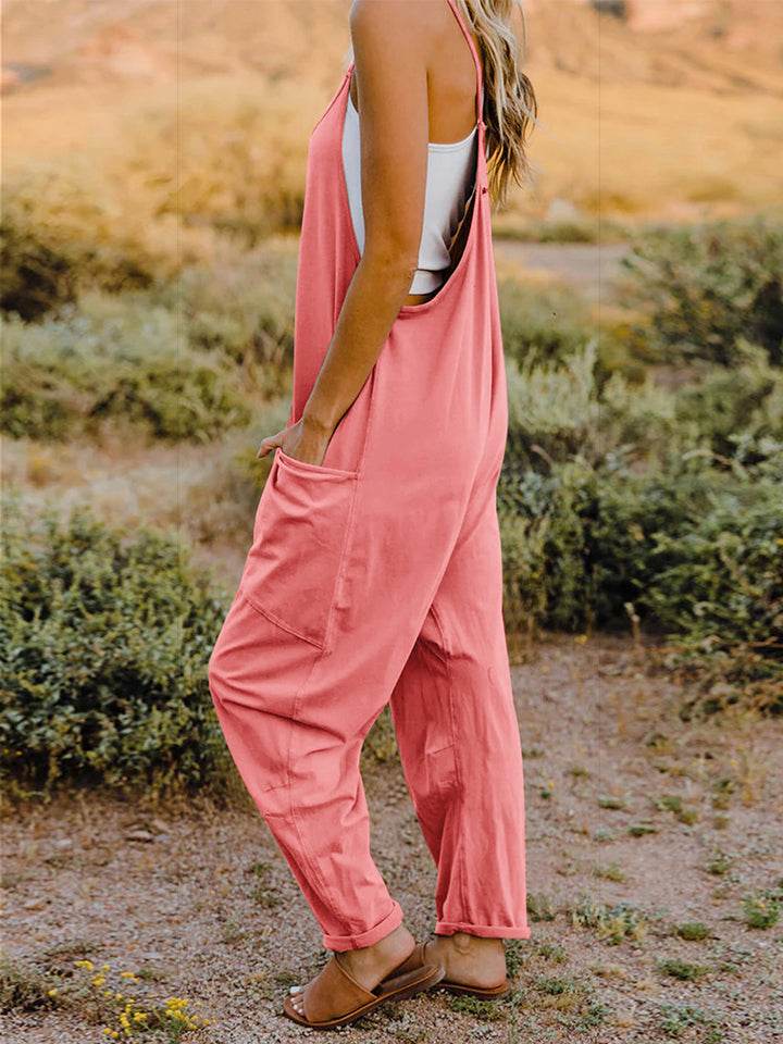 Double Take Full Size Sleeveless V-Neck Pocketed Jumpsuit - Hovatok