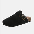 Suede Closed Toe Buckle Slide - Hovatok