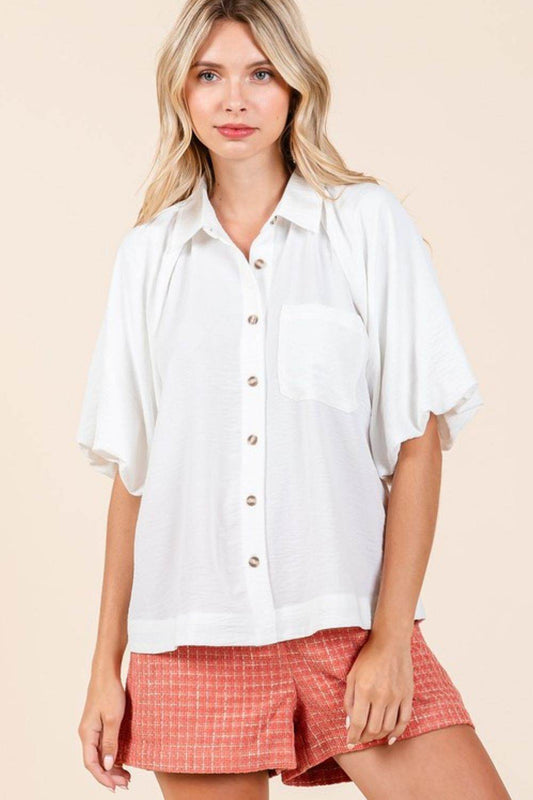 Mittoshop Airflow Short Bubble Sleeve Button Down Shirt - Hovatok