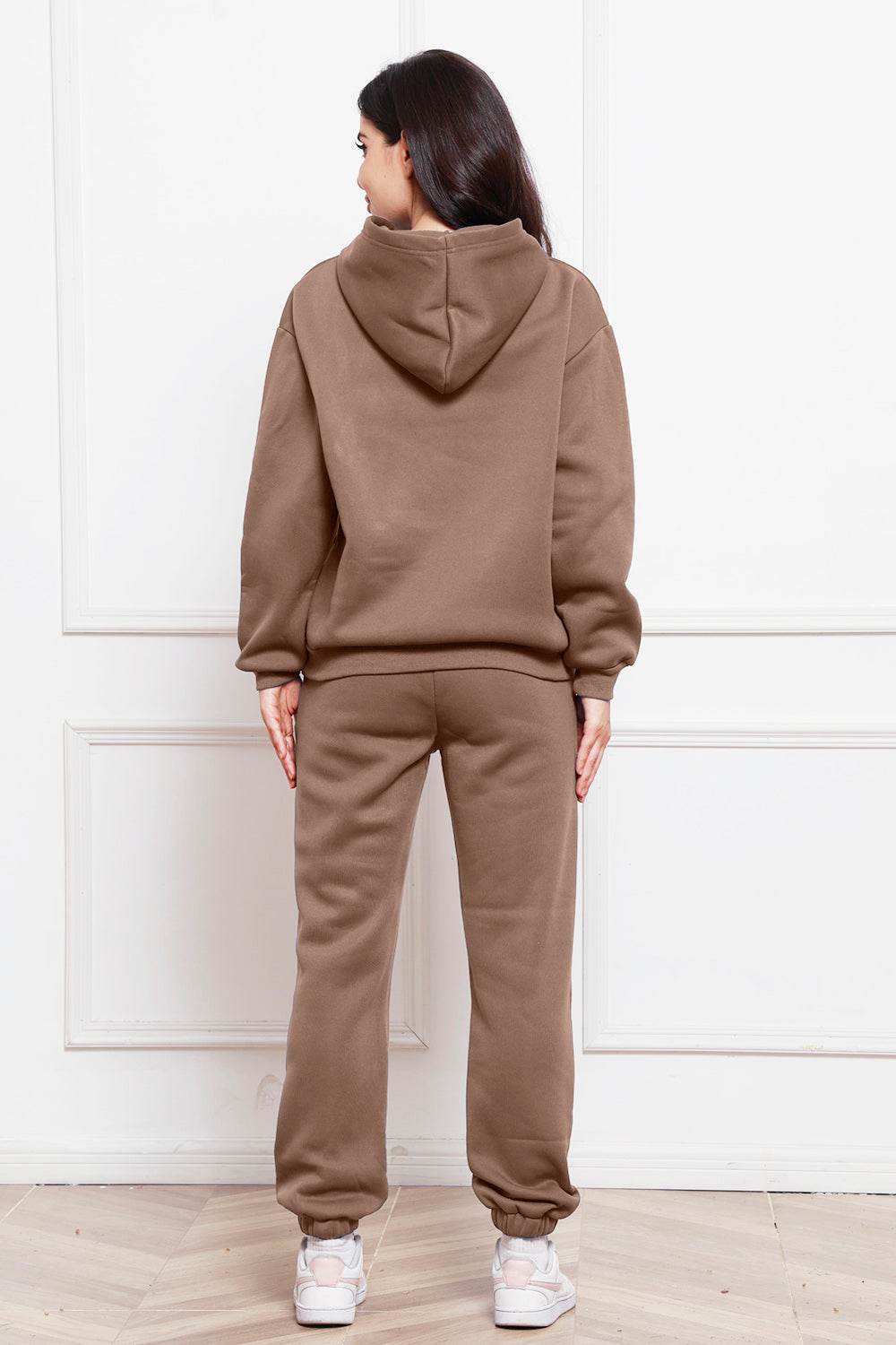 Drop Shoulder Long Sleeve Hoodie and Pants Set - Hovatok