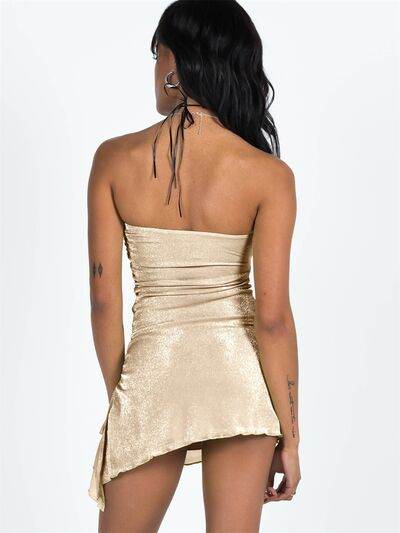 Slit Drawstring Sleeveless Wrap Dress - Hovatok