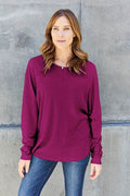 Double Take Full Size Round Neck Long Sleeve T-Shirt - Hovatok