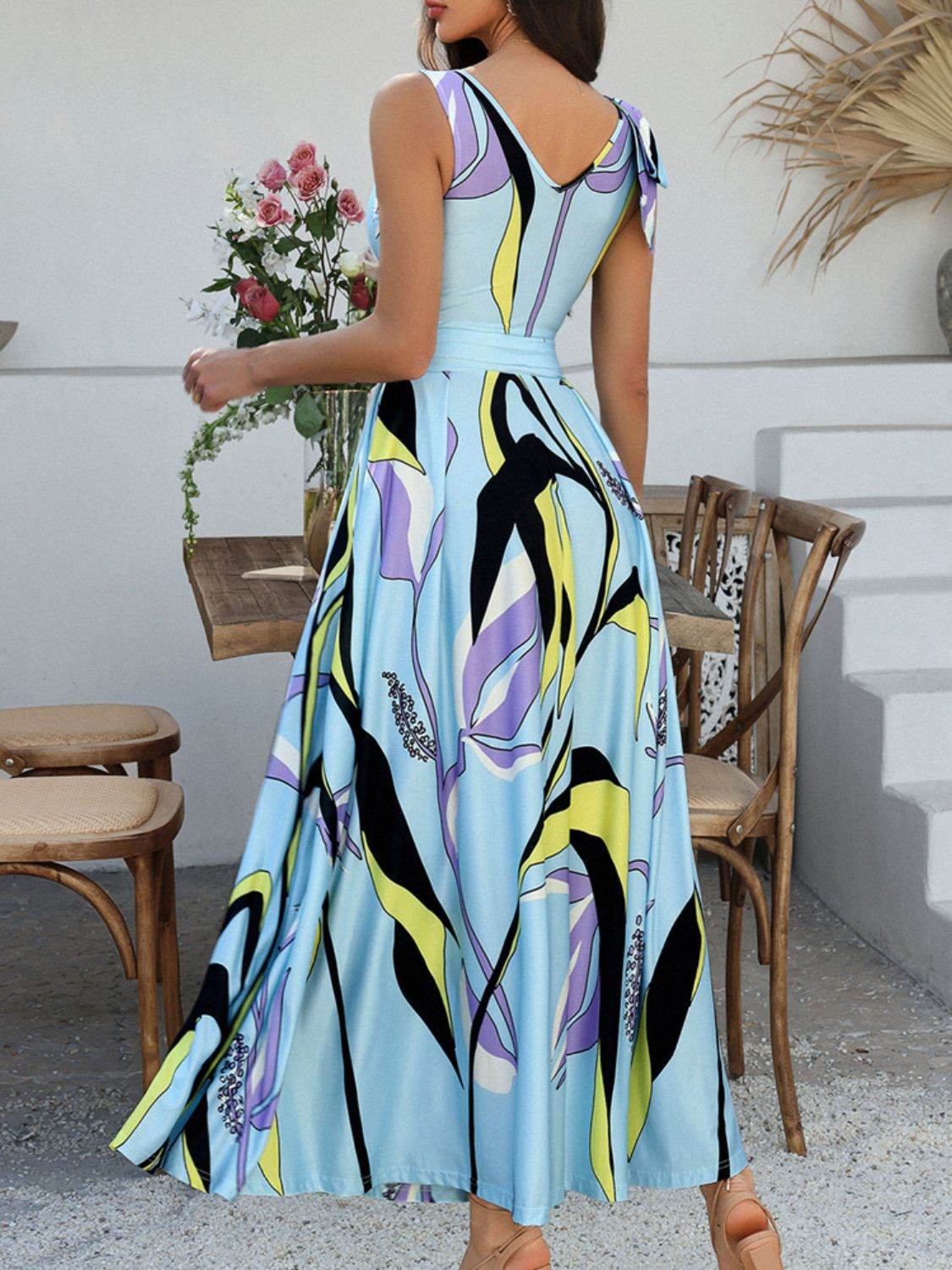 Devine Printed Sleeveless Maxi Dress - Hovatok