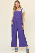 Double Take Full Size Texture Sleeveless Wide Leg Overall - Hovatok