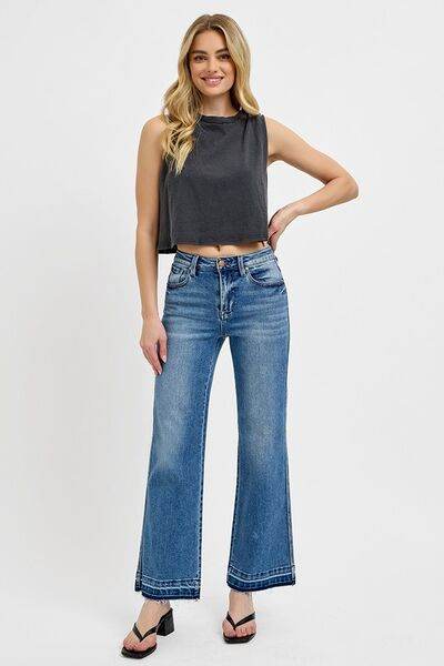 RISEN Full Size Raw Hem Ankle Bootcut Jeans Plus Size - Hovatok