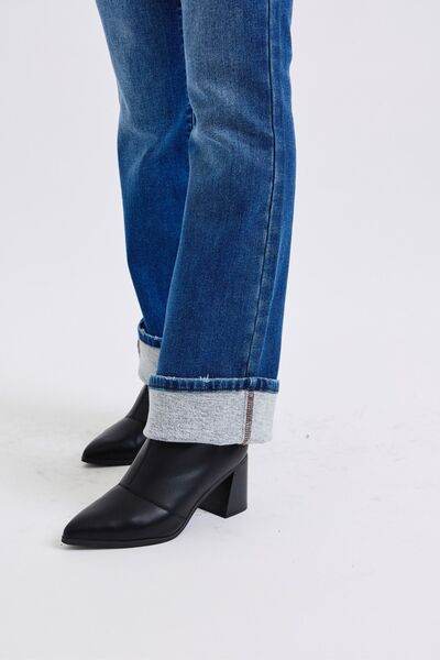 Judy Blue Full Size Run Mid-Rise Bootcut Jeans with Thermal Lining - Hovatok