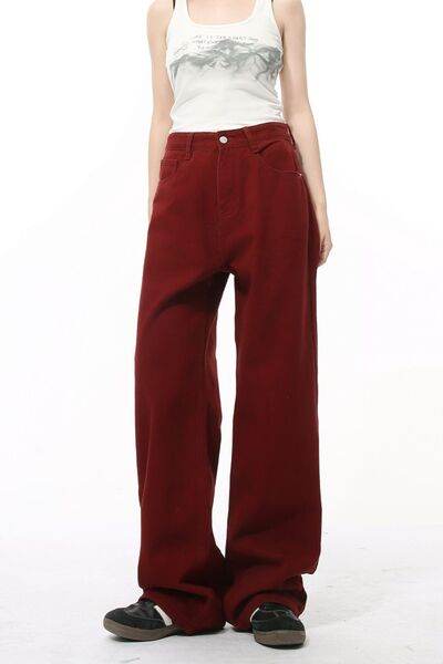 Pocketed Wide Leg Men's Jeans - Hovatok