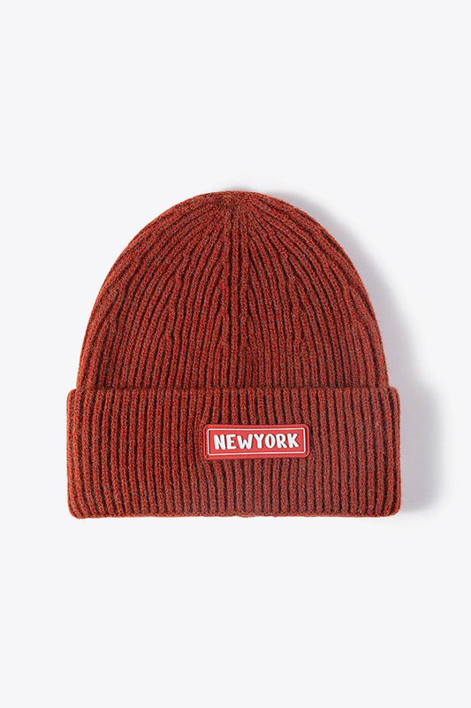 NEWYORK Patch Rib-Knit Cuffed Beanie - Hovatok