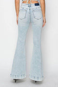 Risen Full Size High Rise Front Patch Pocket Flare Jeans - Hovatok