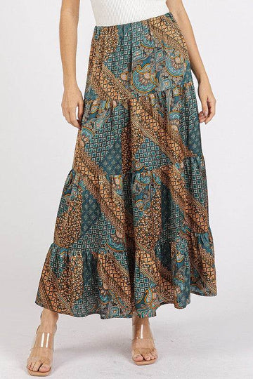 Mittoshop Paisley Patchwork Print Satin Maxi Skirt - Hovatok