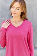 Basic Bae Full Size V-Neck Long Sleeve Top - Hovatok
