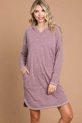 Culture Code Full Size Hooded Long Sleeve Sweater Dress - Hovatok